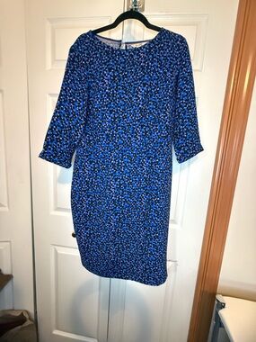 Boden Rosalind Royal Blue and Black Printed Dress - 12